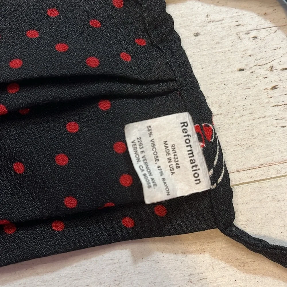 Reformation Black and Red Polka Dot and Cherry Print Face Mask